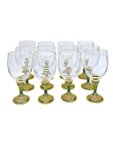 Glass with Enameled Metal Wine Glasses