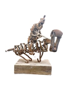 Brutalist Found Object Sculpture of Don Quixote on Stand