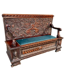 19th c. Renaissance Revival Hall Bench