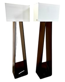 Pair of Tube Top Floor Lamps