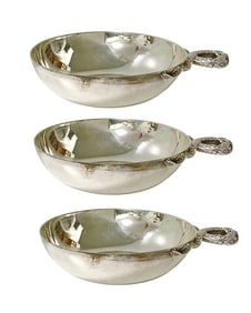 Set of 3 British Sterling Silver Tastevins, Wine Tasting Cups
