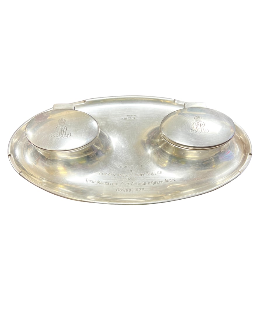 British Sterling Silver Double Well Inkwell (1 of 3)