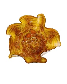 Brown Murano Glass Bowl/Vitrix Hot Glass Studio Organic Folded Edge Amber Glass Bowl
