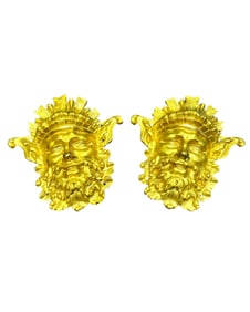 Pair 18th/19th c. Gilt Maskhead Furniture Plaques