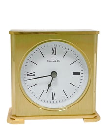 Vintage Tiffany Portfolio Gold Tone Desk Clock