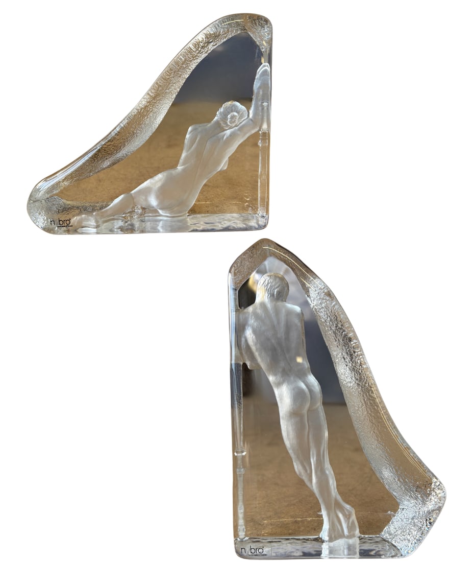 Pair of Swedish Nybro Glass Bookends by Peter Nilsson (1 of 5)