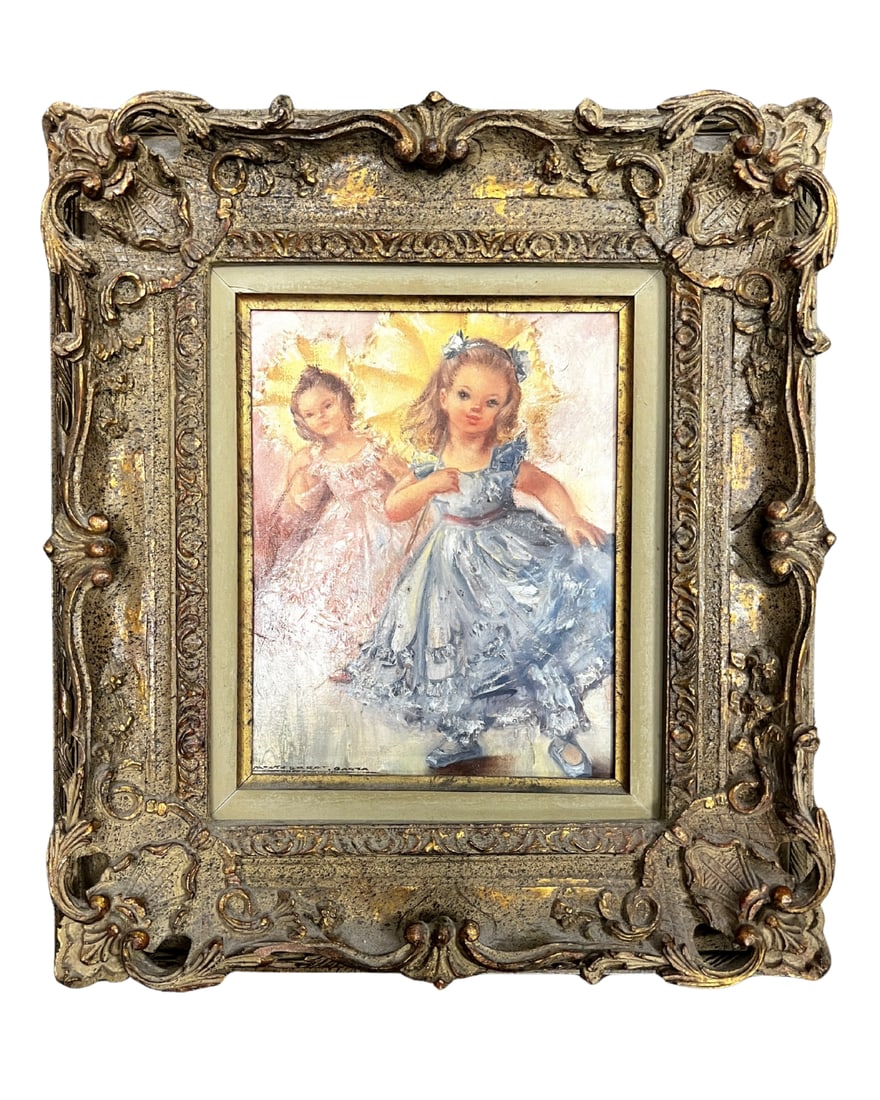 Montserrat Barta, Spanish (1906-1988). "Beauty Pageant": Framed oil in canvas, signed lower left. Beauty Pageant: H 18", W 15".