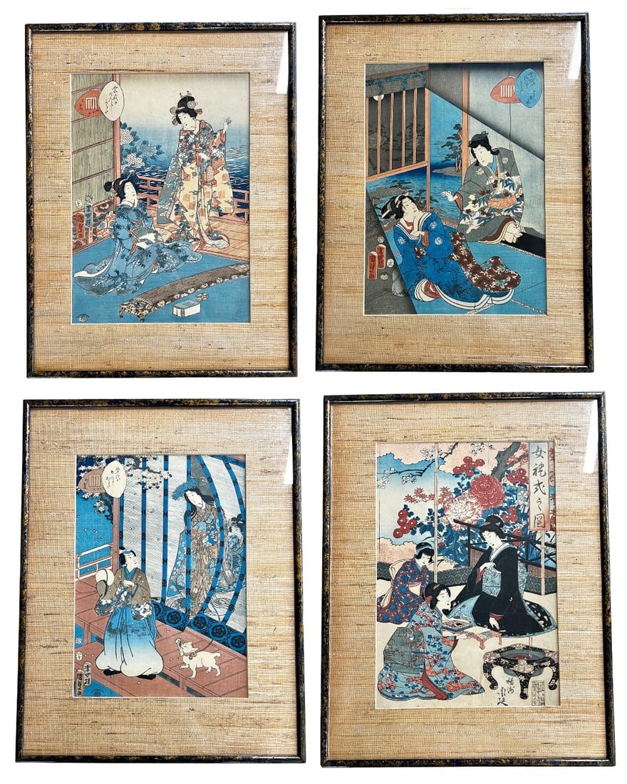 Four Framed Antique Japanese Ukiyo-e Woodblock Prints (1 of 5)