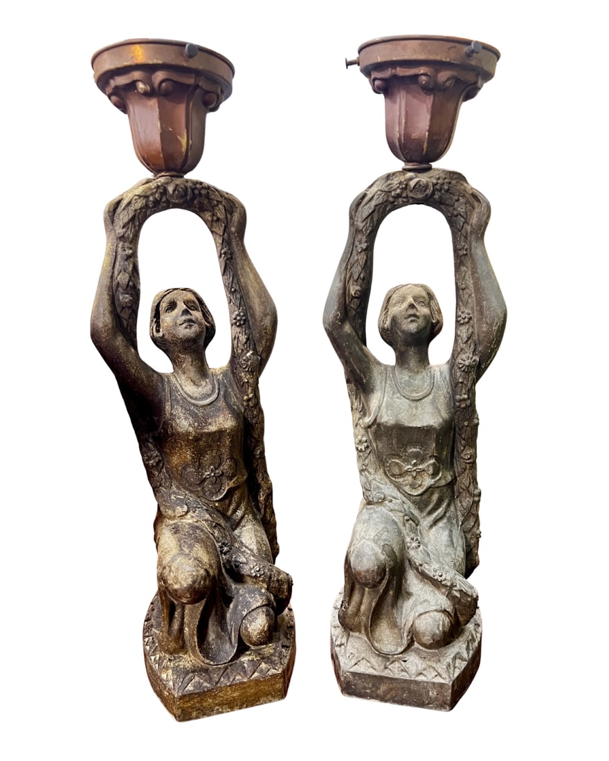 Pair of Art Deco Speltor Lamp Bases without Shades (1 of 5)