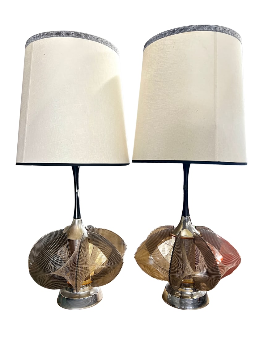 Pair of Paul Secon Style Table Lamps with Matching Shades (1 of 3)