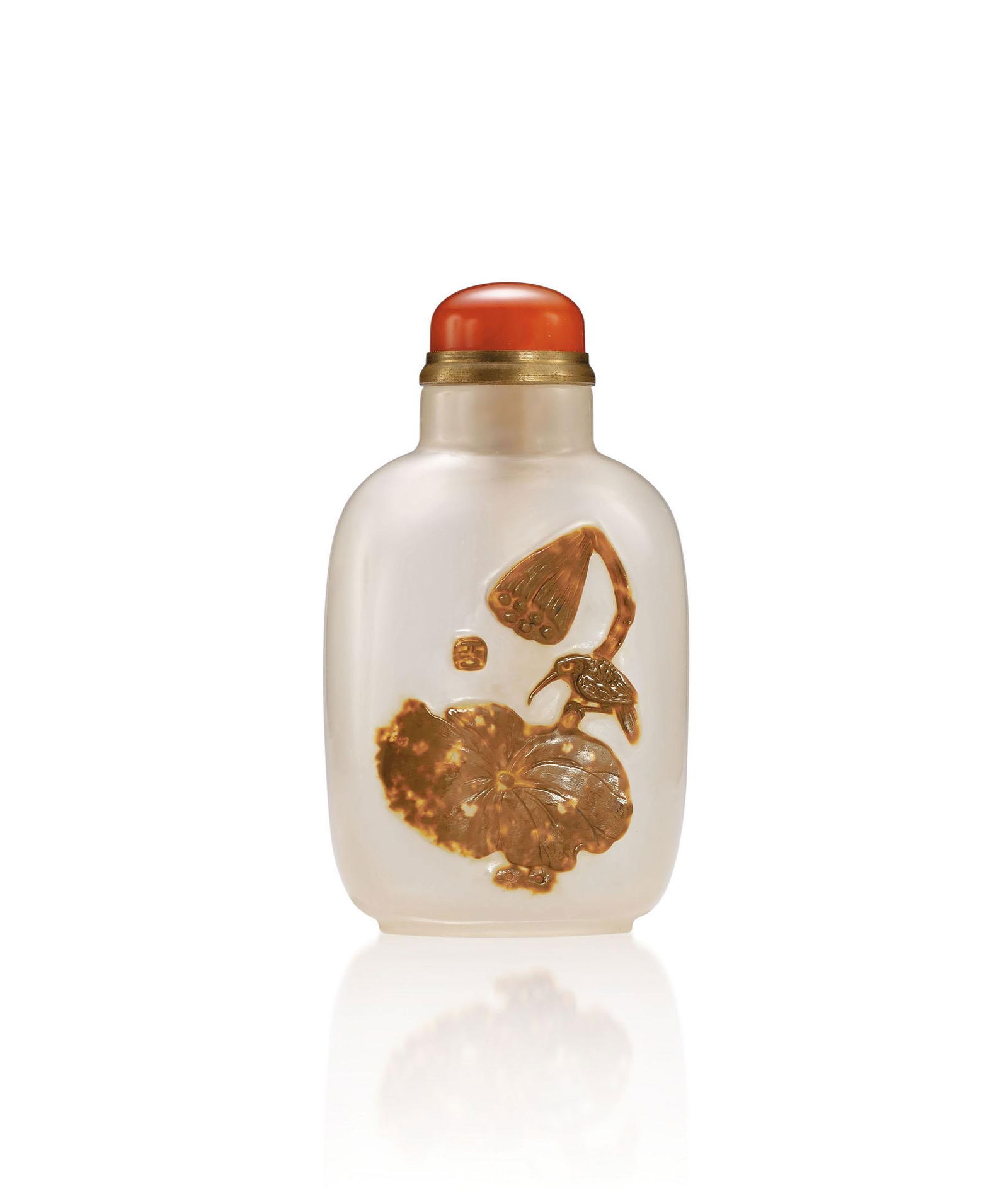 An Agate 'Lotus Pond' Snuff Bottle, Qing Dynasty (1 of 1)