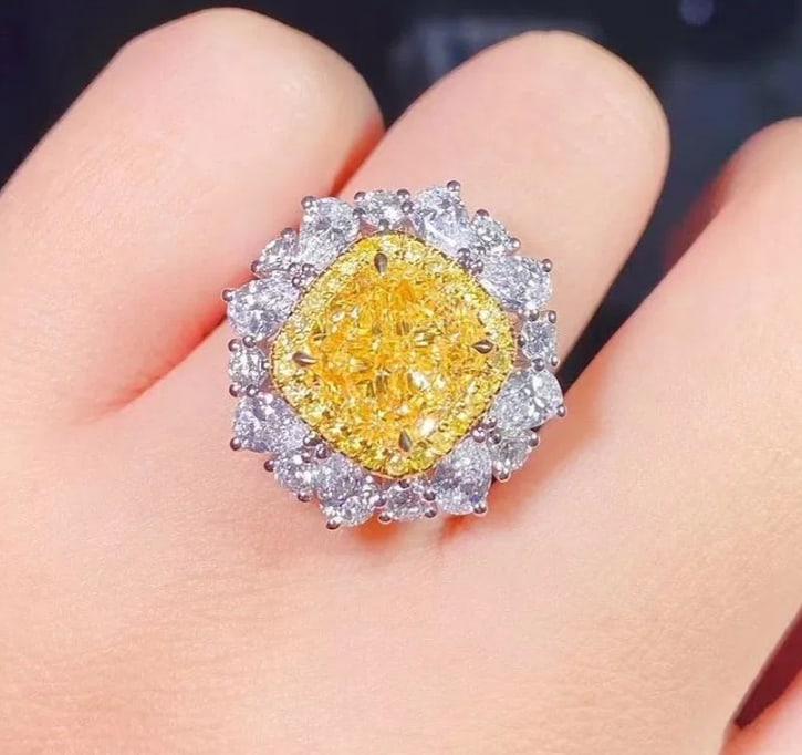 5ct Natural Yellow Diamond 18K Gold Ring (1 of 1)