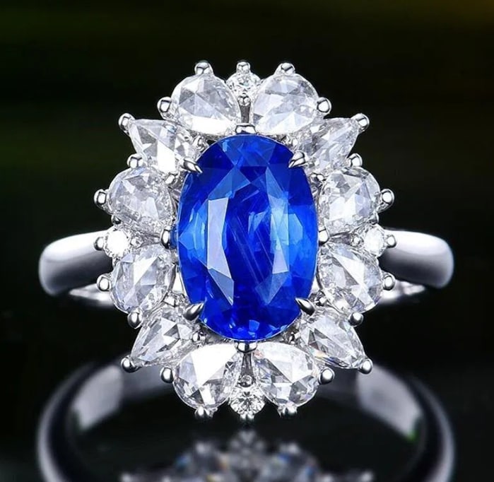 3ct Natural Sapphire 18K Gold Ring (1 of 1)