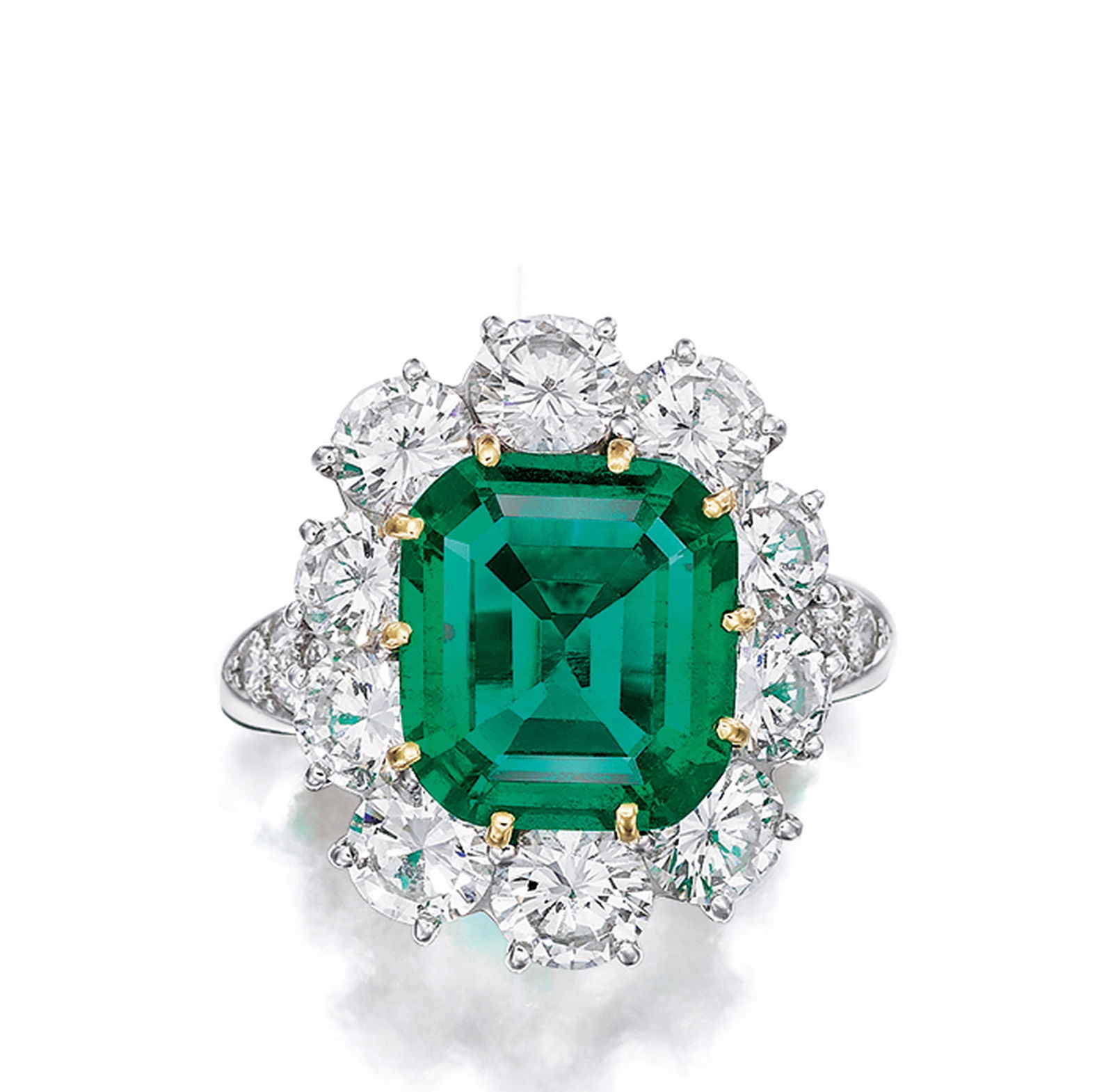 3.22 carat natural untreated Colombian emerald and diamond ring (1 of 1)