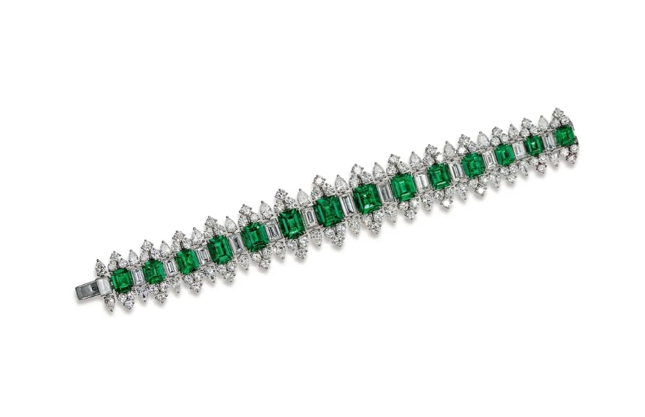 A TOTAL OF 23.58 CARAT COLOMBIAN NO OIL EMERALD AND DIAMOND BRACELET (1 of 1)