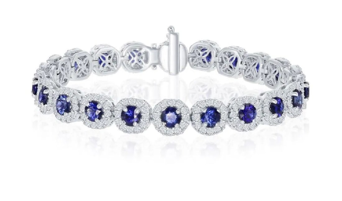 18K Gold 9.9ct Sapphire & 4.22ct Diamond Bracelet (1 of 1)