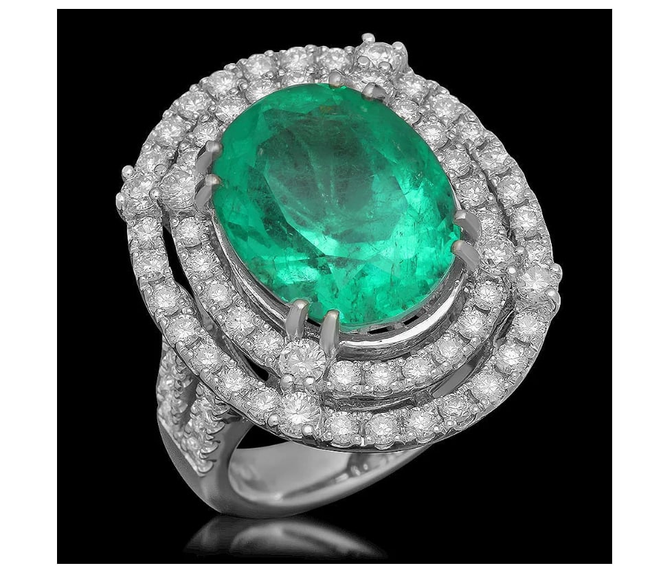 14K Gold 8.93ct Emerald 2.31ct Diamond Ring GIA certification (1 of 1)