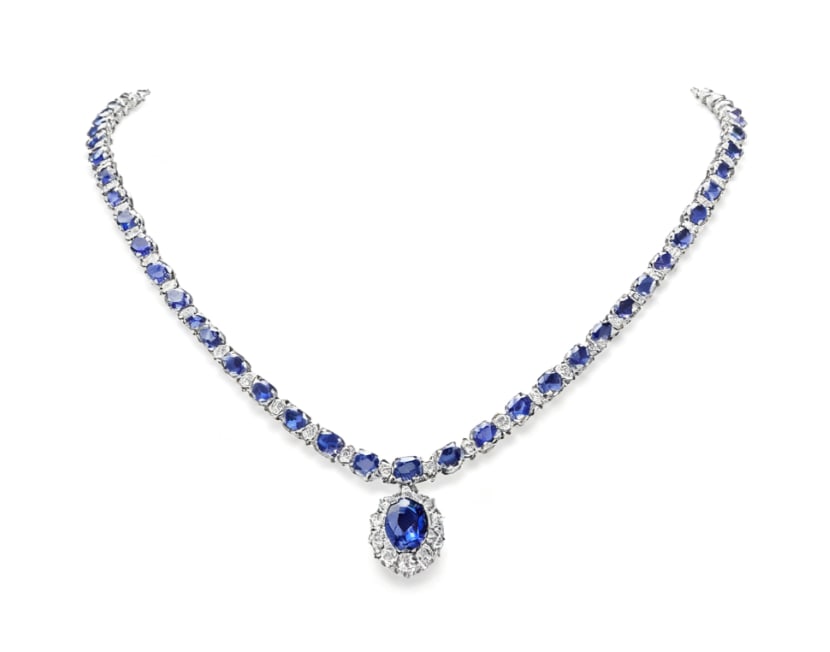 GIA certification 14k Gold 29ct Sapphire 2.25ct Diamond Necklace (1 of 1)