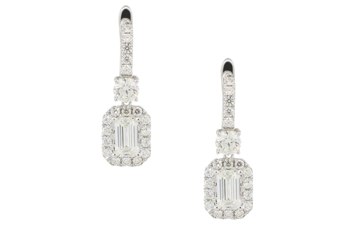 GIA certification 5.38 Carat Diamond Pave Cluster Dangle Earrings 18 Karat in Stock (1 of 1)