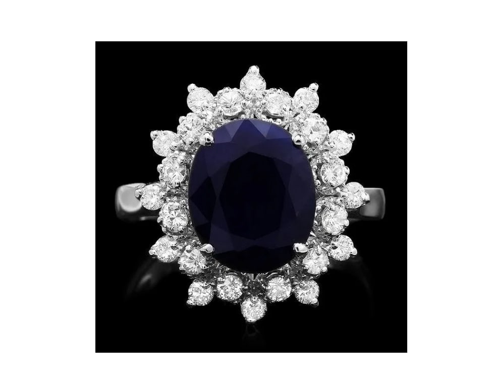GIA Certified 14k Gold 4.00ct Sapphire 0.70ct Diamond Ring (1 of 1)