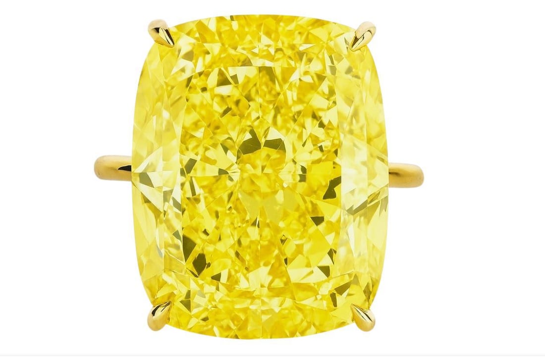 GIA Certified 8.02 Carat Fancy Yellow Cushion Modified Brilliant Diamond Ring (1 of 1)