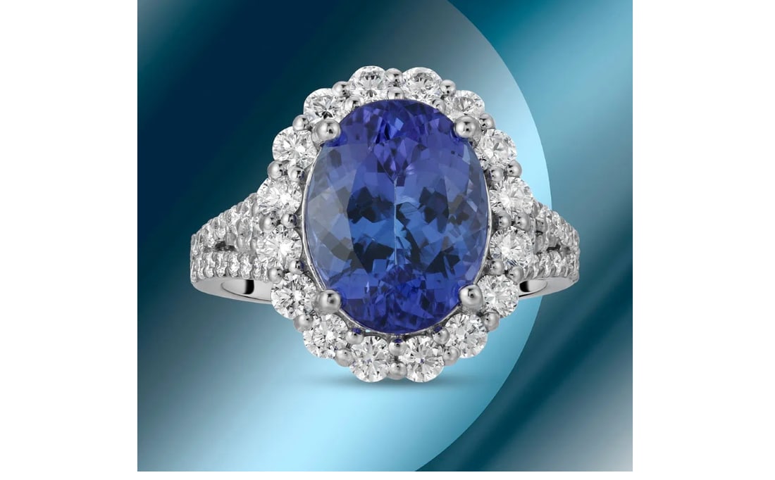 GIA certification 14K Gold 5.60cts Tanzanite & 1.22cts Diamond Ring (1 of 1)