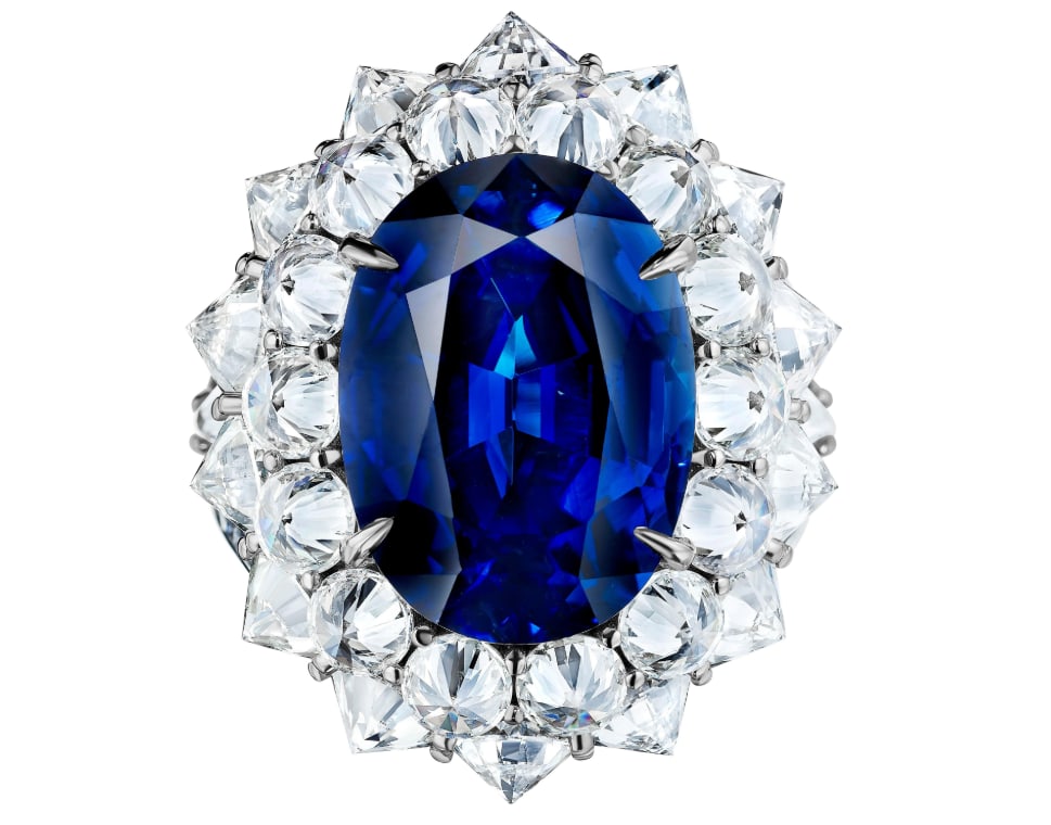 AGL Certified 12.08 Carat Sapphire and 8.61 Carats Diamond Ring (1 of 1)