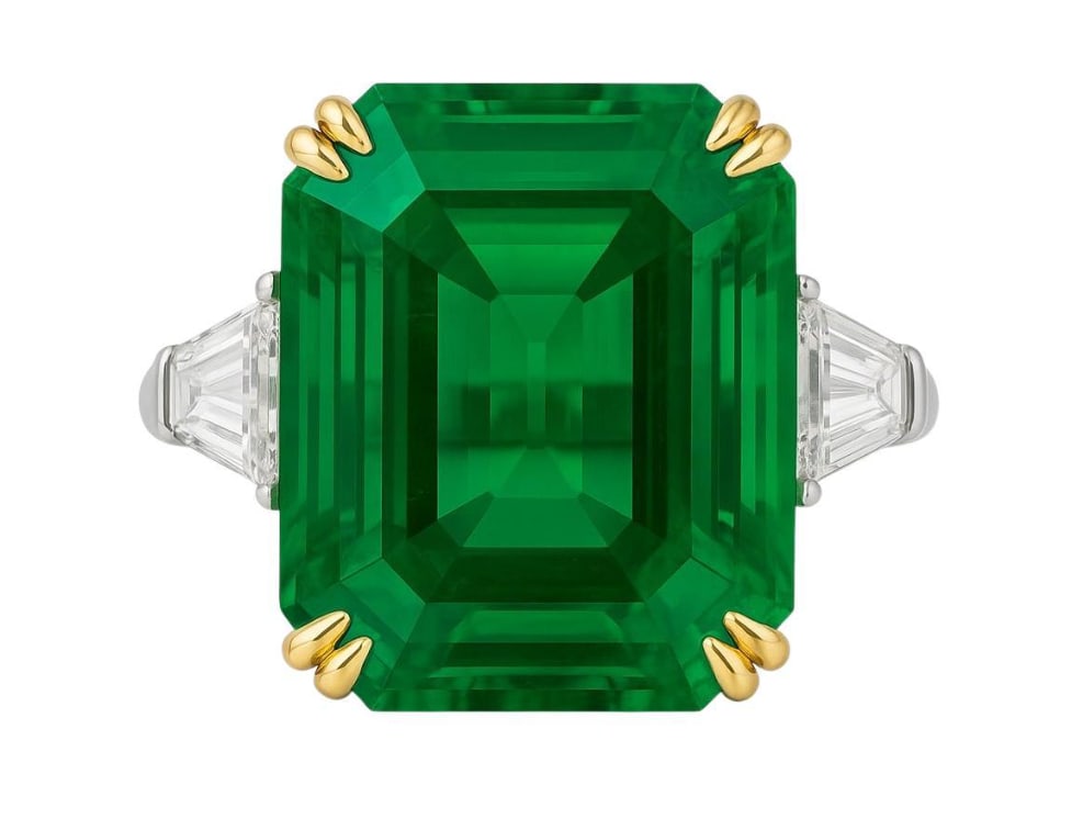 GIA certification 11.17 Carat Vivid Green Colombian Emerald Ring (1 of 1)