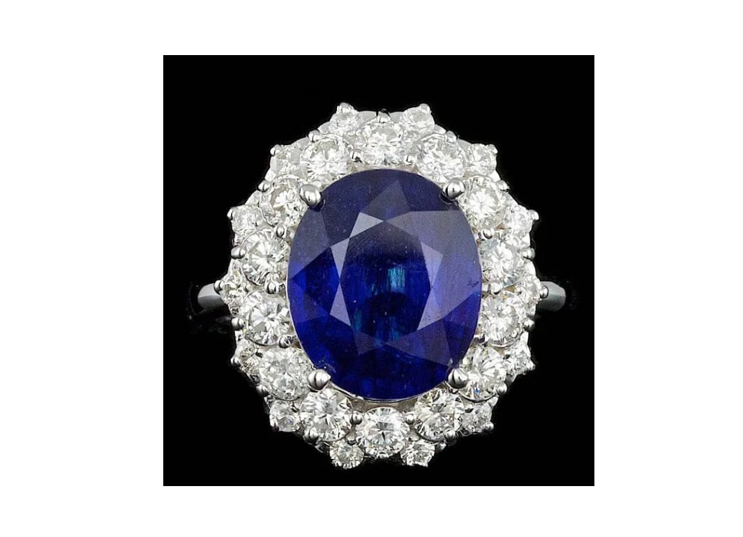 GIA certification 14k Gold 7.00ct Sapphire 1.75ct Diamond Ring (1 of 1)