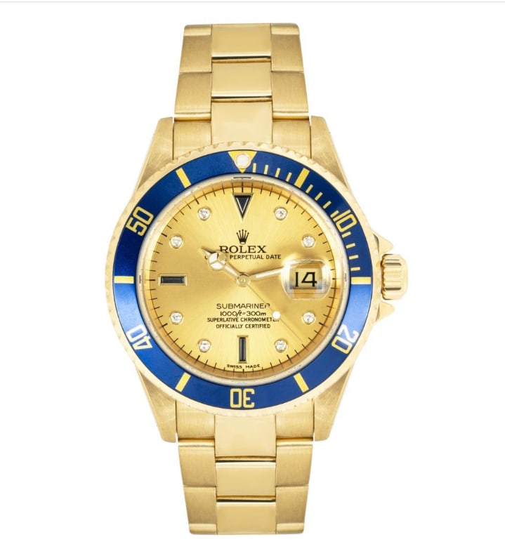 GIA Certified Rolex Submariner Serti Dial 16618 Watches (1 of 9)