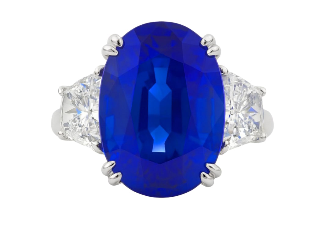 GIA Certified 13 Carat No Heat Ceylon Sapphire Blue Sapphire Ring (1 of 1)