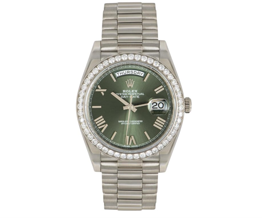 Rolex Day-Date 40 Olive Dial Diamond Bezel 228349RBR Watches (1 of 7)
