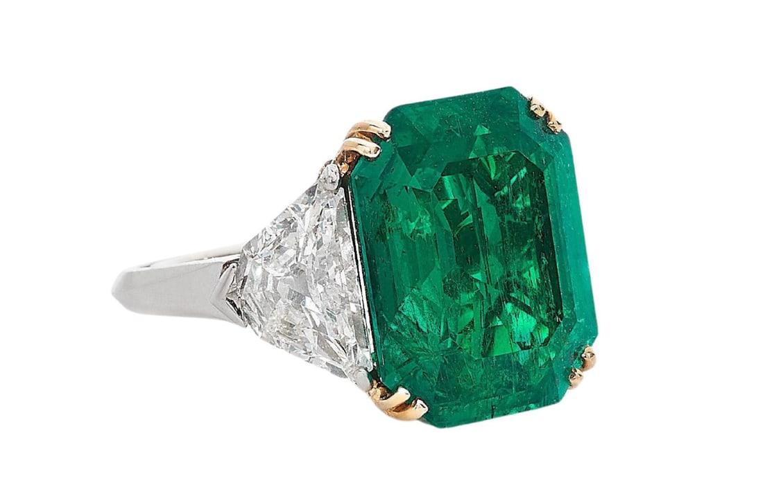 ICA Certified 7.37 Carat Green Emerald Diamond Ring Insignificant Oil GIA certification (1 of 1)