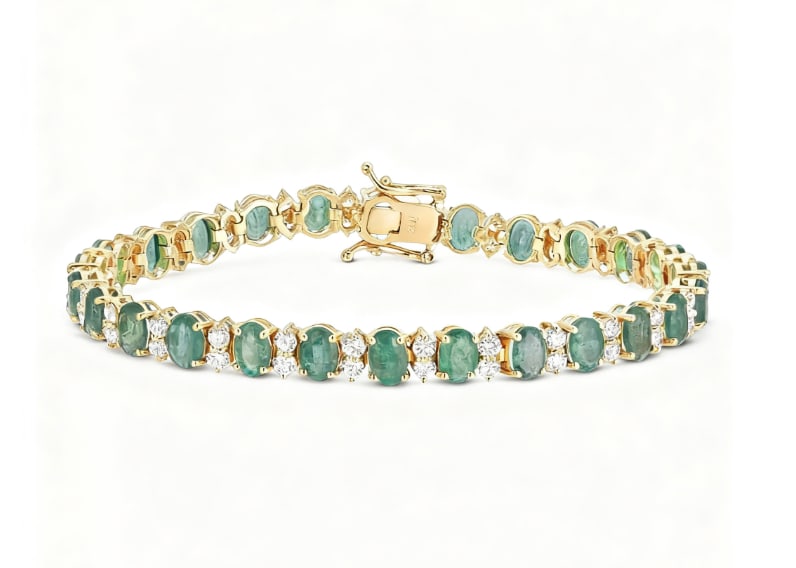14K Gold 15.48cts Emerald & 3.02cts Diamond Bracelet GIA certification (1 of 1)