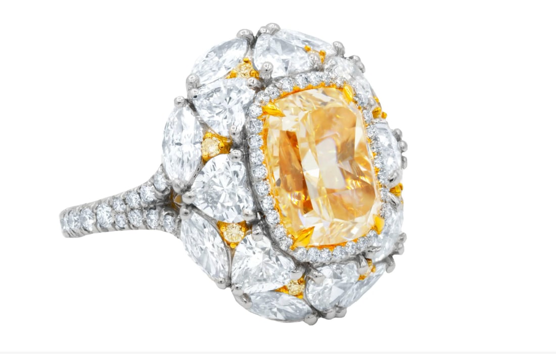 GIA Certified 5.01 Carats Canary Yellow Diamond Ring (1 of 1)
