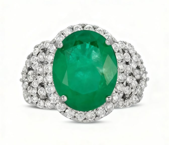 14K Gold 5.91cts Emerald & 1.74cts Diamond Ring GIA certification (1 of 1)