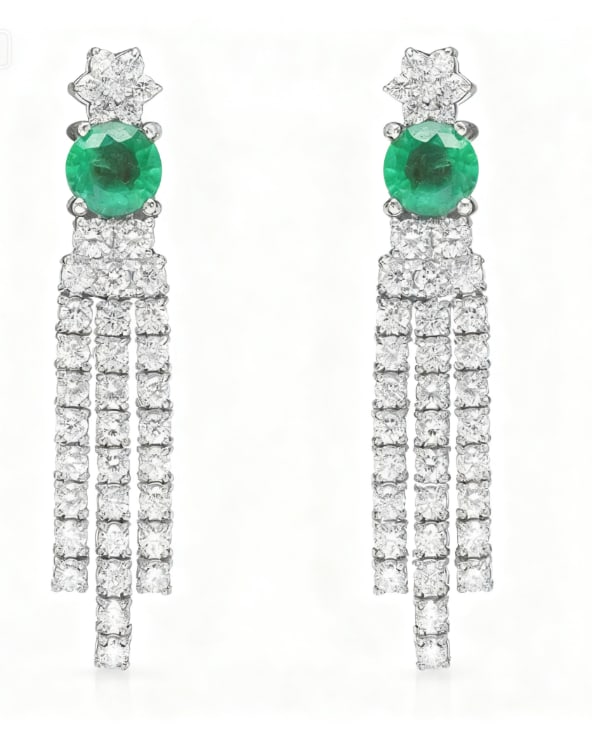 14k White Gold 1.70ct Emerald 2.62ct Diamond Earrings GIA Certified (1 of 1)