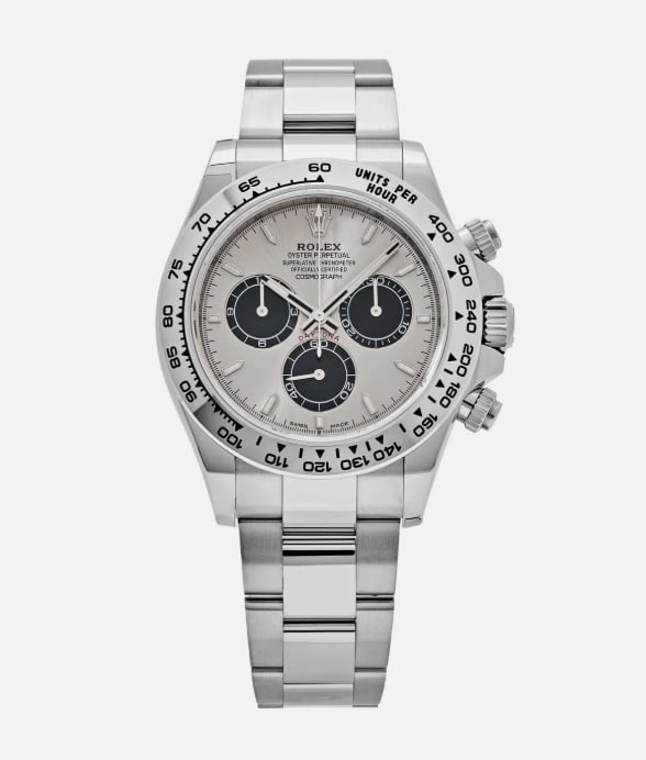 Rolex Daytona 126509 'Ghost' White Gold Silver Dial (2025) Watches: Reference Number: 126509Model: DaytonaMovement: AutomaticCase Material: White GoldBracelet Material: White GoldDial: SilverCase Diameter: 40mmYear: 2025Condition: NewBox & Papers: Original Box, Origin