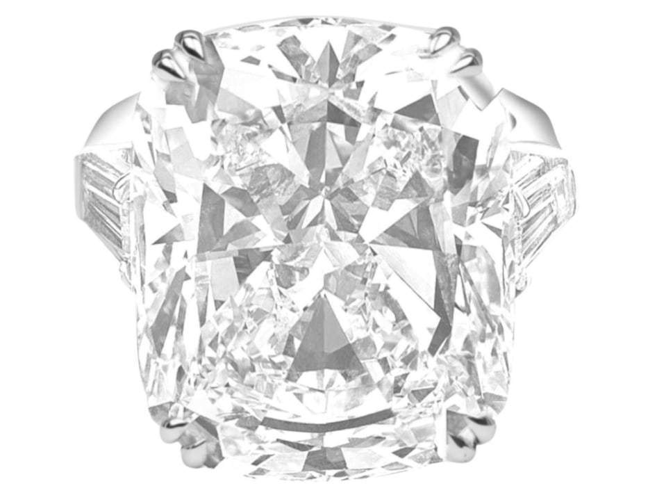 GIA Certified 26 Carat Cushion Cut Diamond Platinum Engagement Ring (1 of 1)