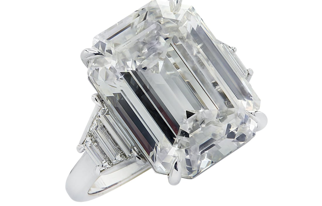 Vivid Diamonds GIA Certified 11.78 Carat Emerald Cut Diamond Engagement Ring (1 of 1)