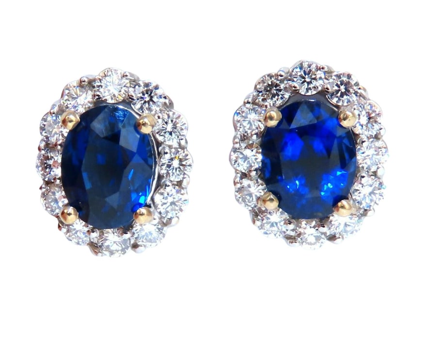 GIA Certified 7.81ct Natural Royal Blue Sapphire Diamond Earrings 14kt (1 of 1)