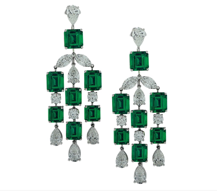 23.92 Carat Colombian Emerald & Diamond Dangle Earrings (1 of 1)