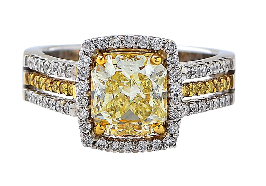 GIA Certified 2.03 Carat Natural Light Yellow Diamond Gold Ring: GIA Certified 2.03 Carat Natural Light Yellow Diamond Gold Ring