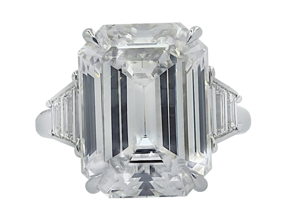 GIA Certified 11.78 Carat Emerald Cut Diamond Engagement Ring (1 of 1)