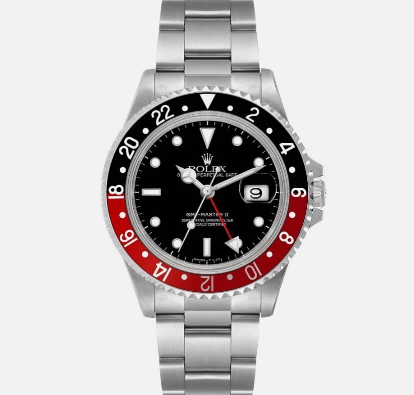 Rolex GMT-Master II "Coke" Black Dial Mens Red Black Aluminum Bezel Watch 16710 (1 of 1)
