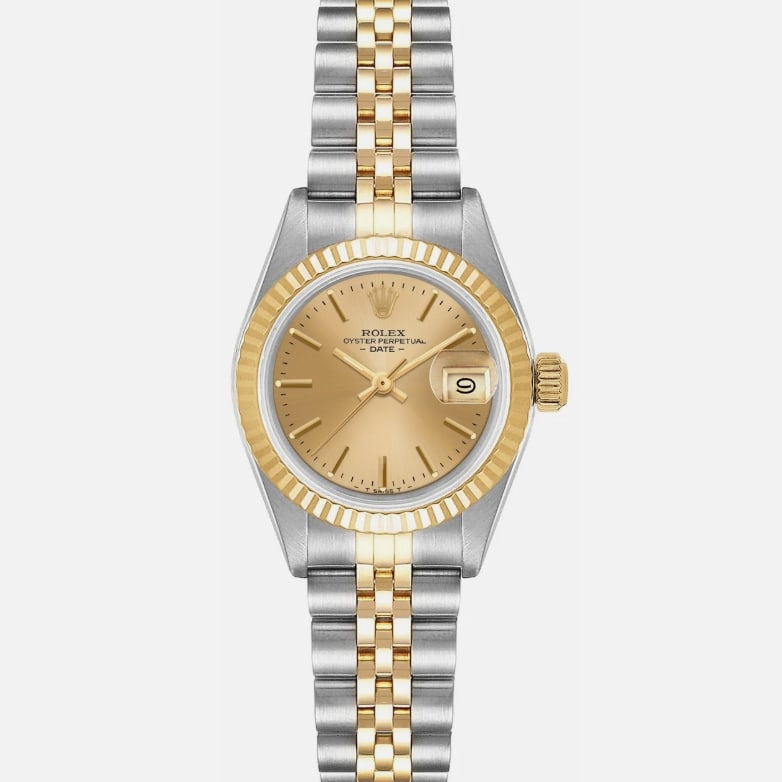 Rolex Lady-Datejust 26mm 6917 Champagne Stick Dial Women's Gold & Steel Watch (1 of 1)