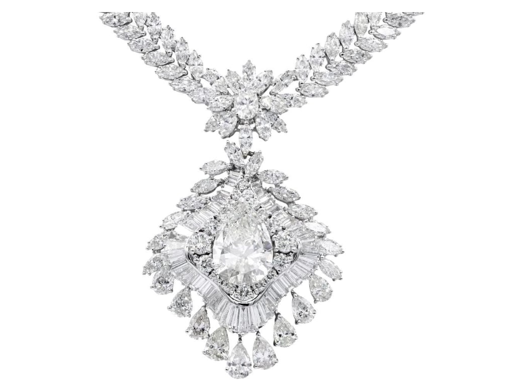 Diana M 56.01cts Pear & Marquise Diamond Fashion Necklace in 18kt White Gold (1 of 1)