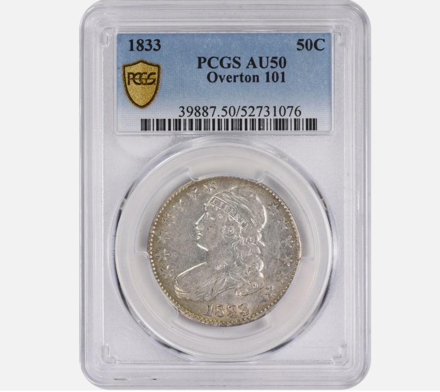 1833 Bust Silver Half Dollar Overton 101 AU50 PCGS (1 of 1)