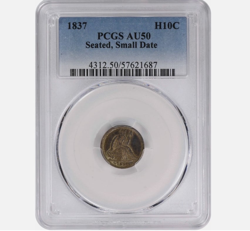 1837 Liberty Seated Silver Half Dime No Stars Small Date AU50 PCGS (1 of 1)