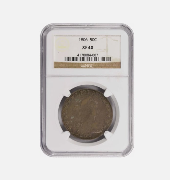 1806 Bust Silver Half Dollar Pointed 6 No Stem O-109A EF40 NGC (1 of 1)